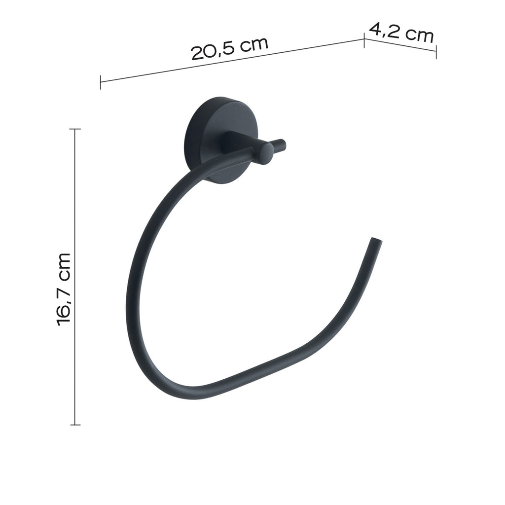 Portasalviette ad anello a muro in Acciaio Inox Eros di Gedy - Nero Matt