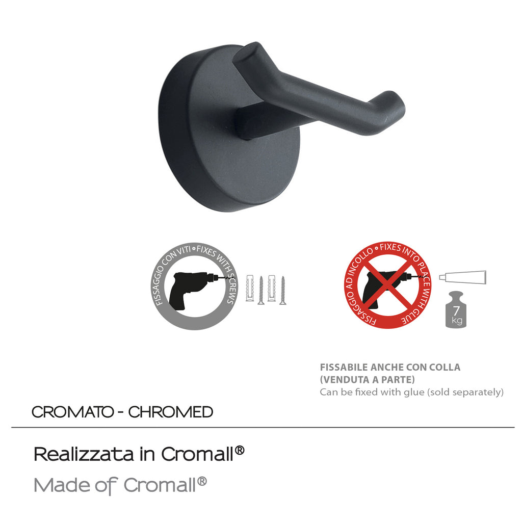 Appendiabiti a muro in Acciaio Inox Eros di Gedy - Nero Matt