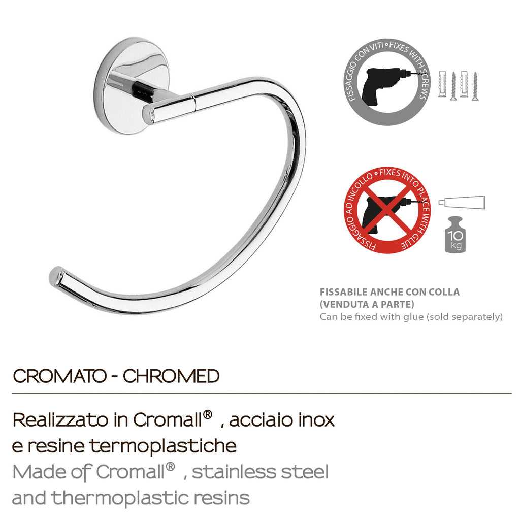 Portasalviette ad anello a muro Vermont Pro di Gedy - Cromato