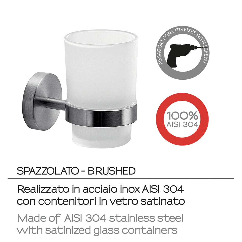 Portaspazzolini in Acciaio Inox AISI 304 Gedy serie Project - Spazzolato