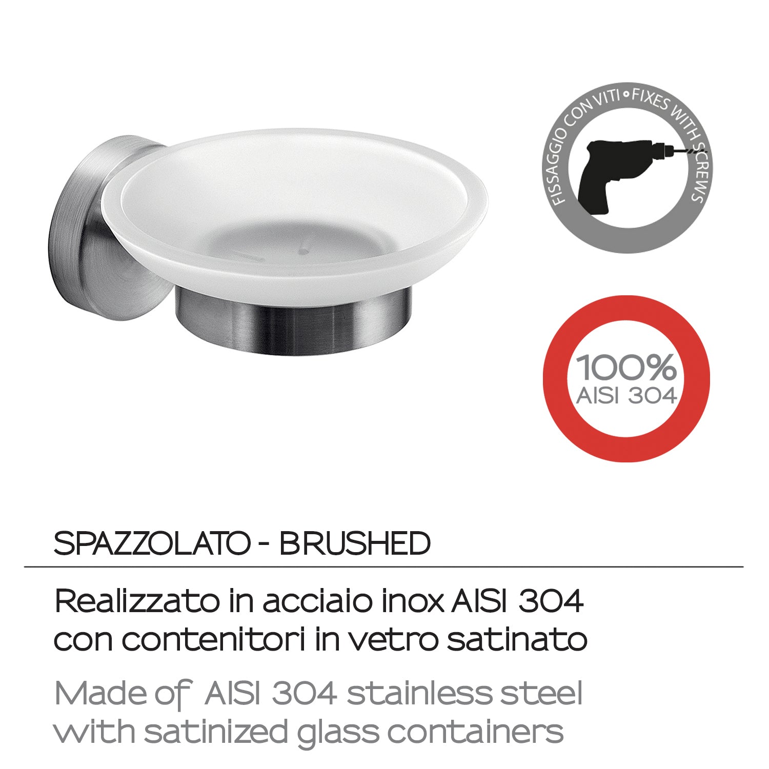 Portasapone in Acciaio Inox AISI 304 Gedy serie Project - Spazzolato