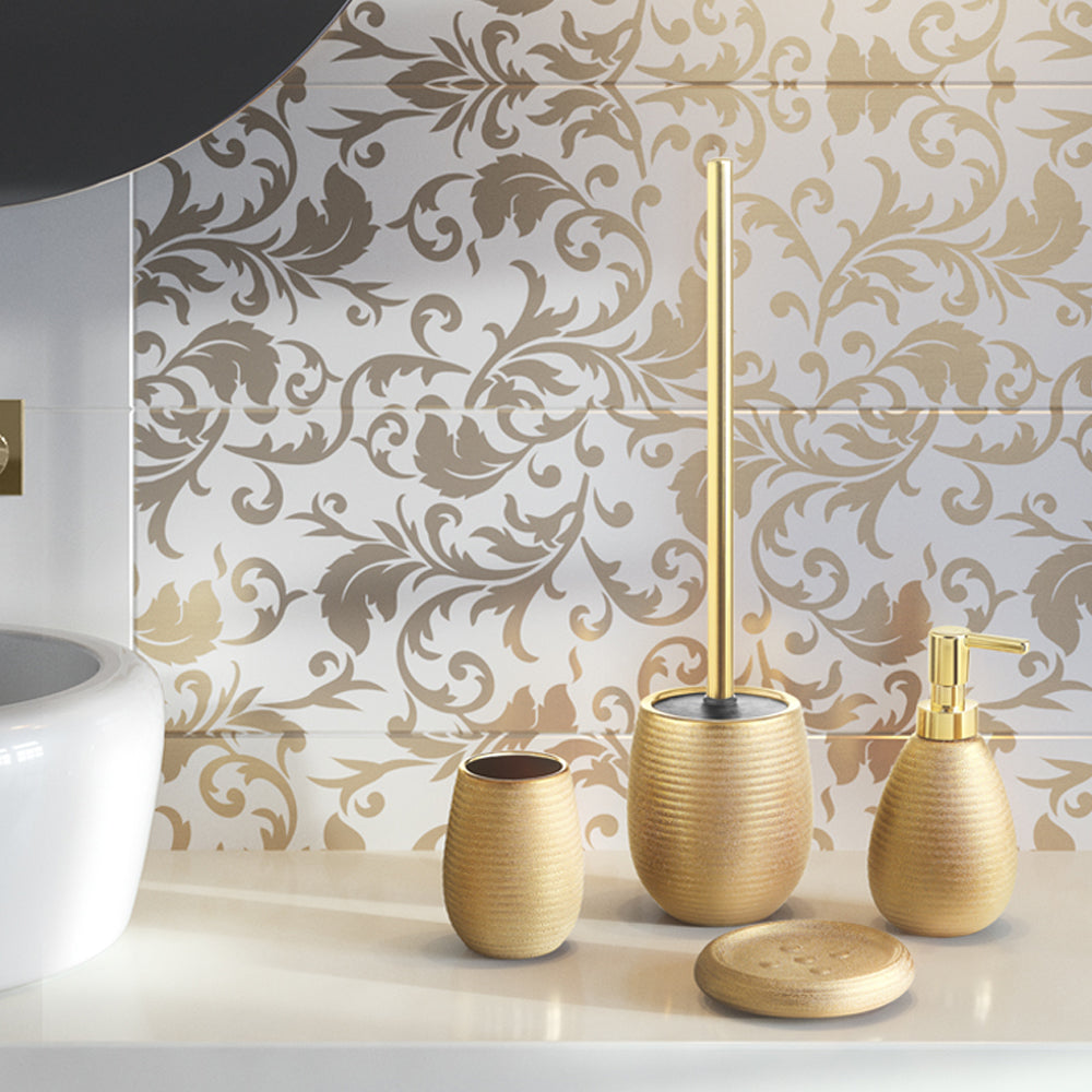Set Accessori Bagno Gedy collezione Astrid in ceramica color oro