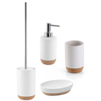 Set Accessori Bagno Gedy collezione Ilary in ceramica bianca e sughero