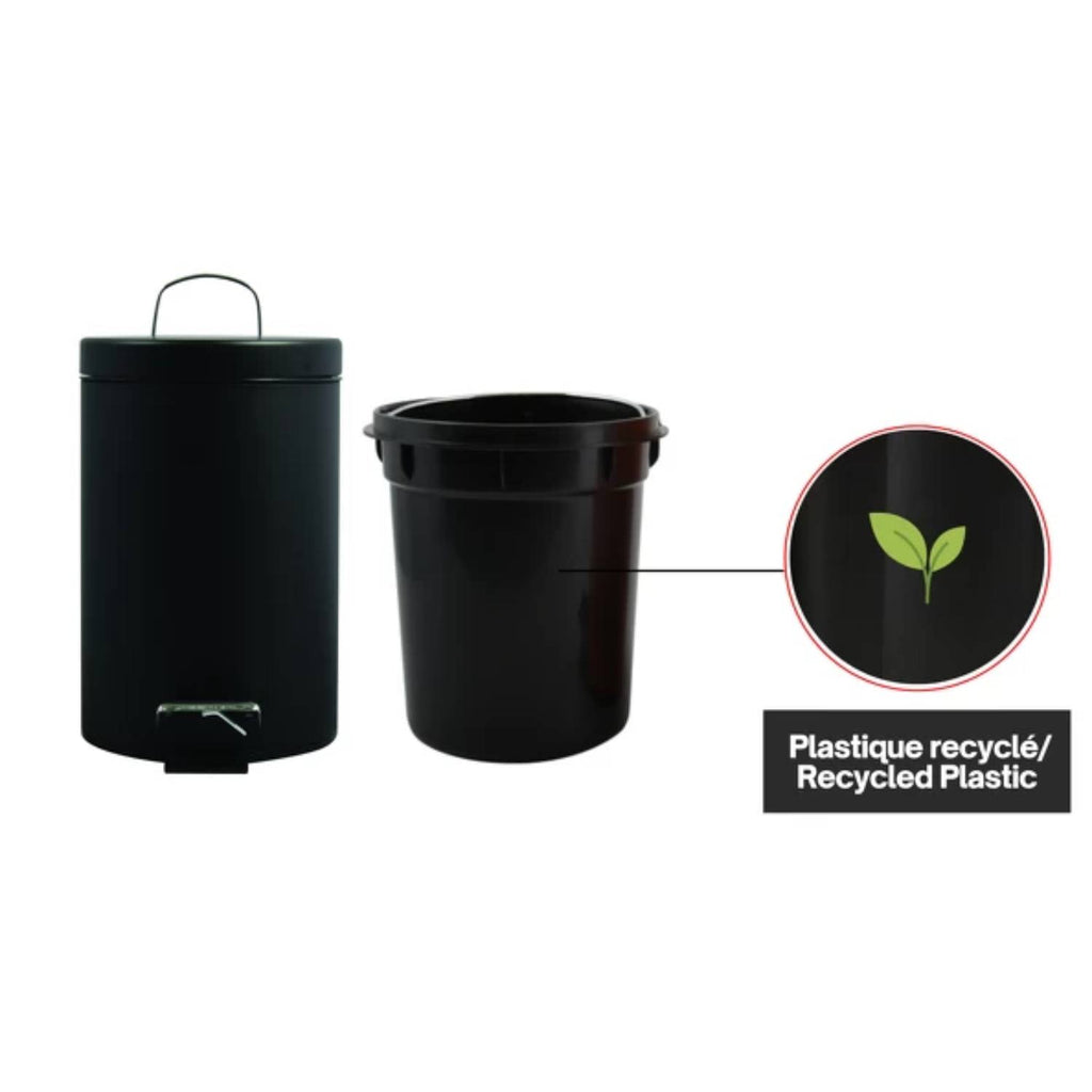 Pattumiera a pedale in metallo modello Unis 3 litri nera