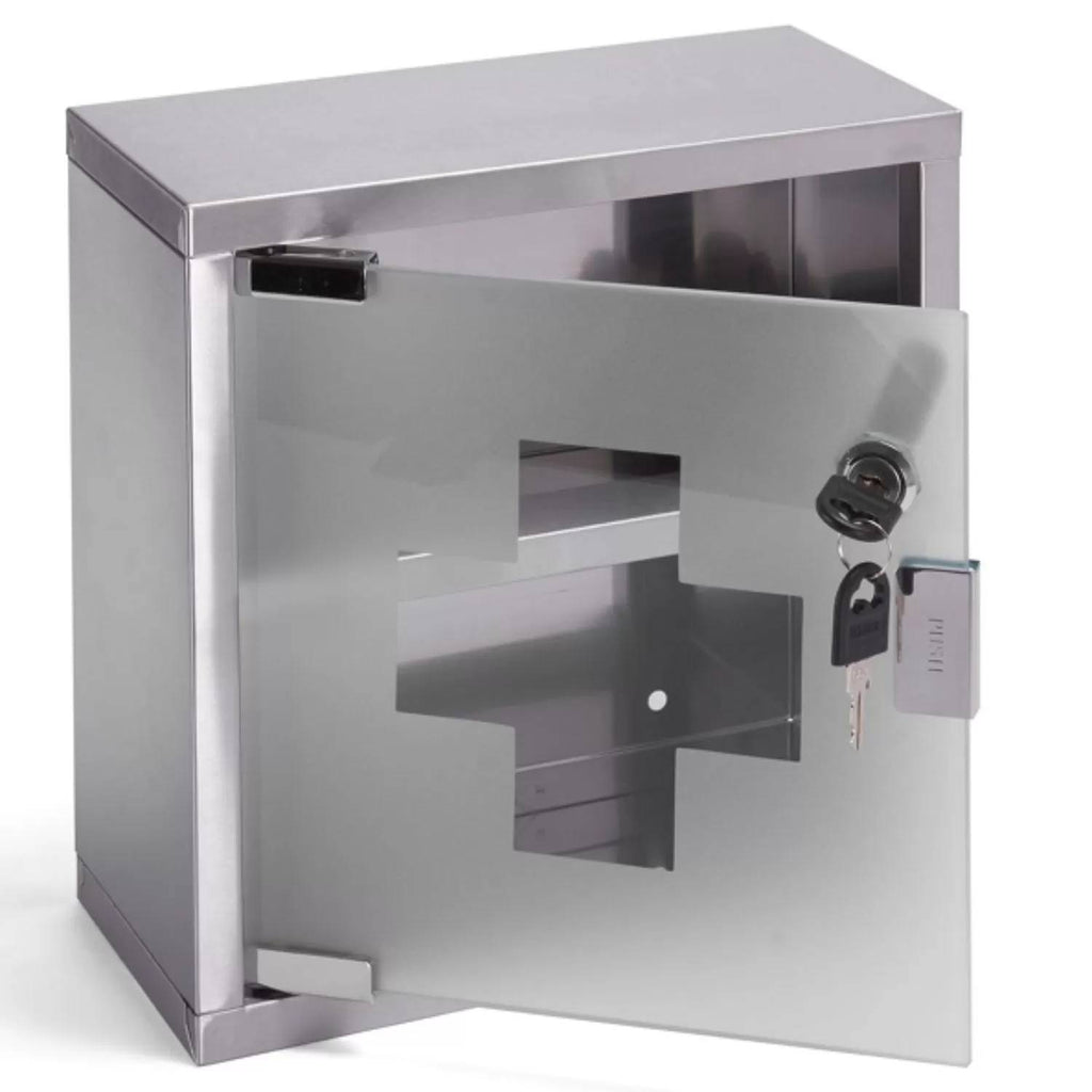 Armadietto dei medicinali con chiave Acciaio e vetro inox colore grigio