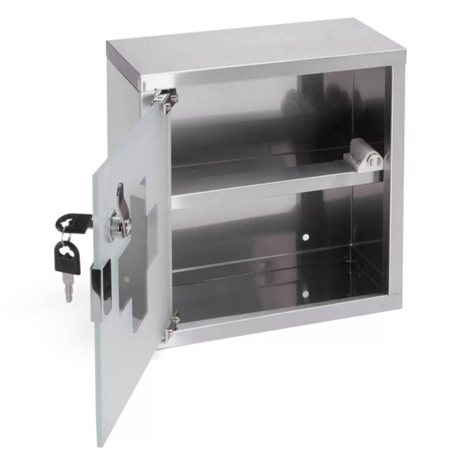 Armadietto dei medicinali con chiave Acciaio e vetro inox colore grigio