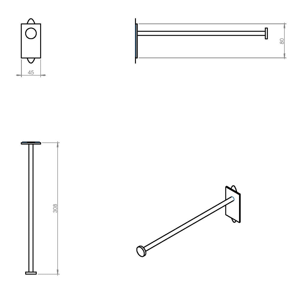 Porta asciugamani da incollo in ottone verniciato della collezione 'Stick' by Cosmic - cm 4