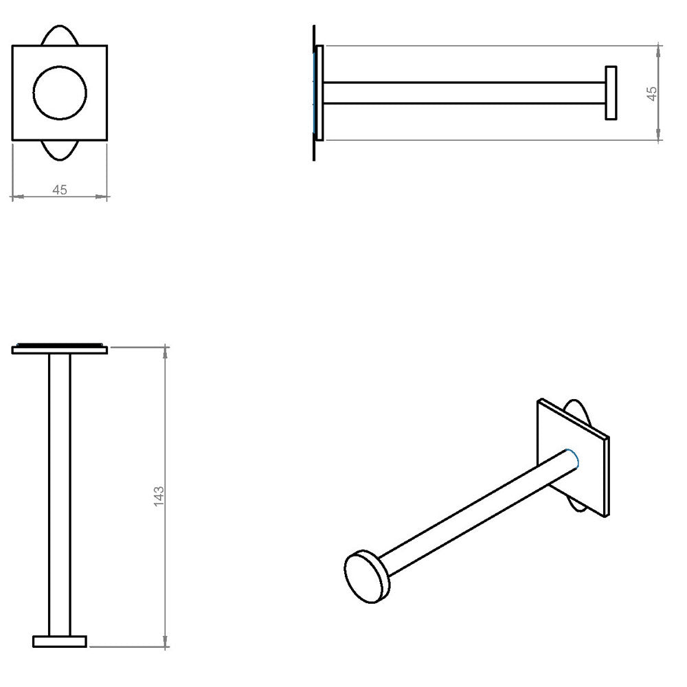 Porta rotolo da incollo in ottone cromato della collezione 'Stick' by Cosmic - cm 4