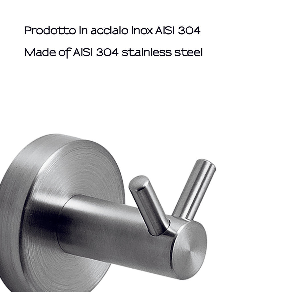 Appendiabiti doppio in Acciaio Inox AISI 304 Gedy serie Project - Spazzolato
