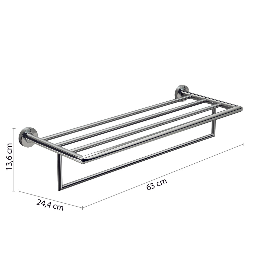 Mensola porta asciugamani L. 63 cm in Acciaio Inox AISI 304 Gedy serie Project - Lucido