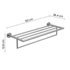 Mensola porta asciugamani L. 63 cm in Acciaio Inox AISI 304 Gedy serie Project - Spazzolato