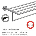 Mensola porta asciugamani L. 63 cm in Acciaio Inox AISI 304 Gedy serie Project - Spazzolato