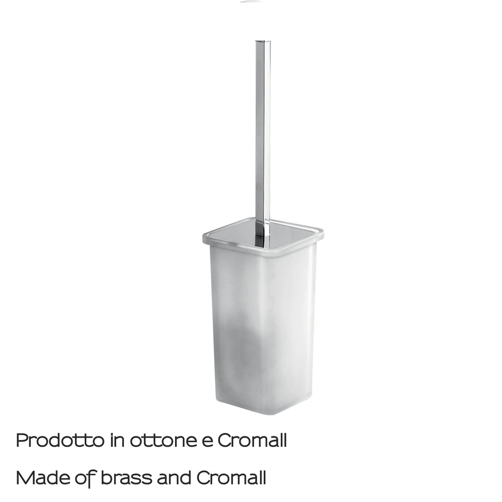 Scopino wc da terra in vetro e ottone cromo Gedy Glamour con ciuffo in setole