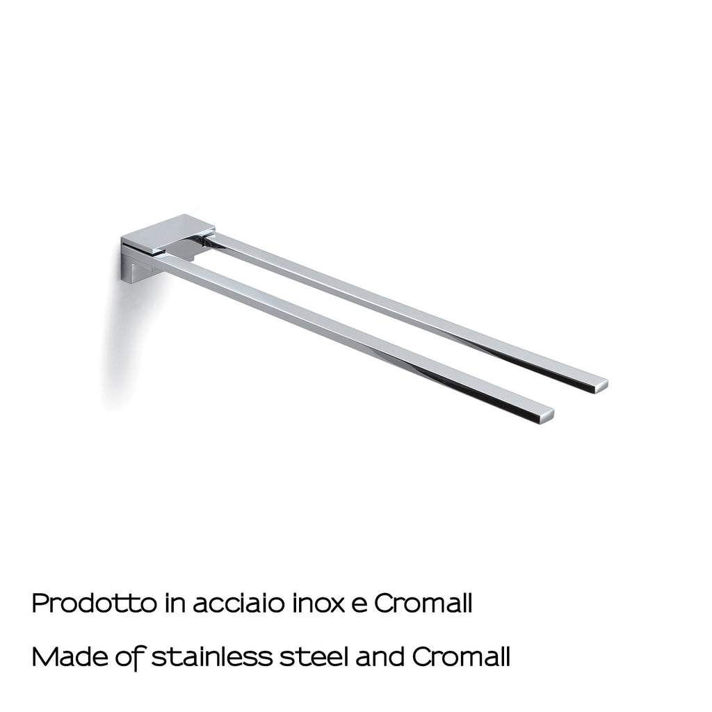 Portasalviette fisso a 2 braccia in Acciaio Inox di Gedy serie Kansas - Cromato