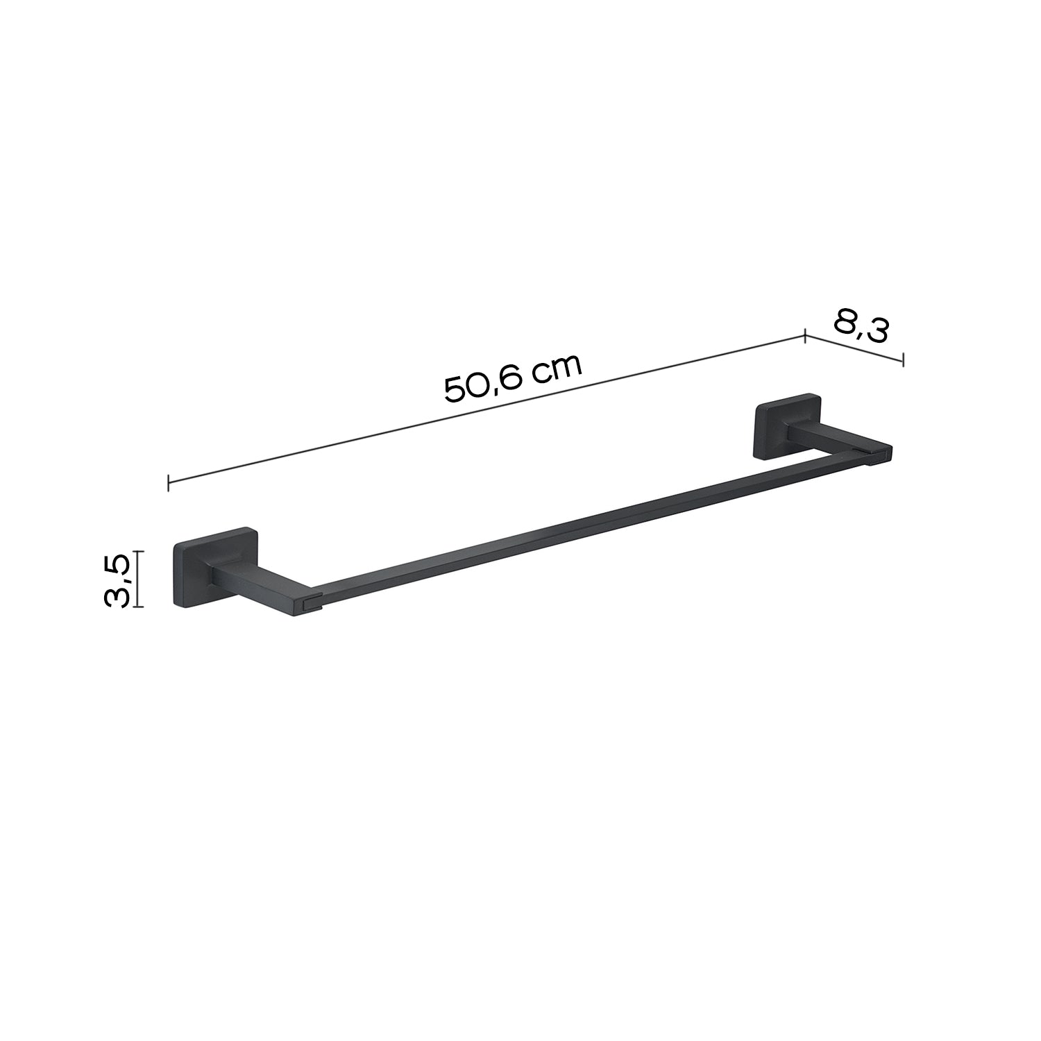 Porta asciugamani sospeso a barra in ottone 'Gran Torino' by Gedy - Nero lucido 50