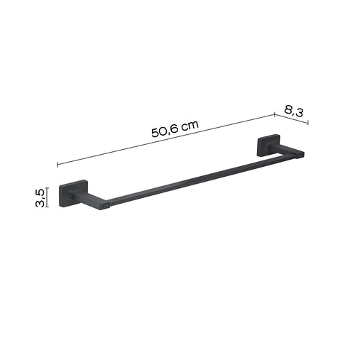 Porta asciugamani sospeso a barra in ottone 'Gran Torino' by Gedy - Nero lucido 50