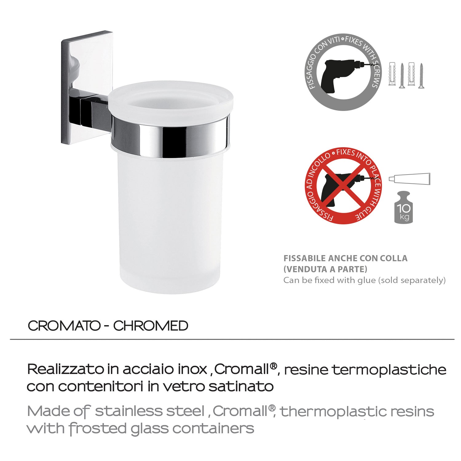 7810-13 Gedy Portaspazzolini Maine in acciaio inox