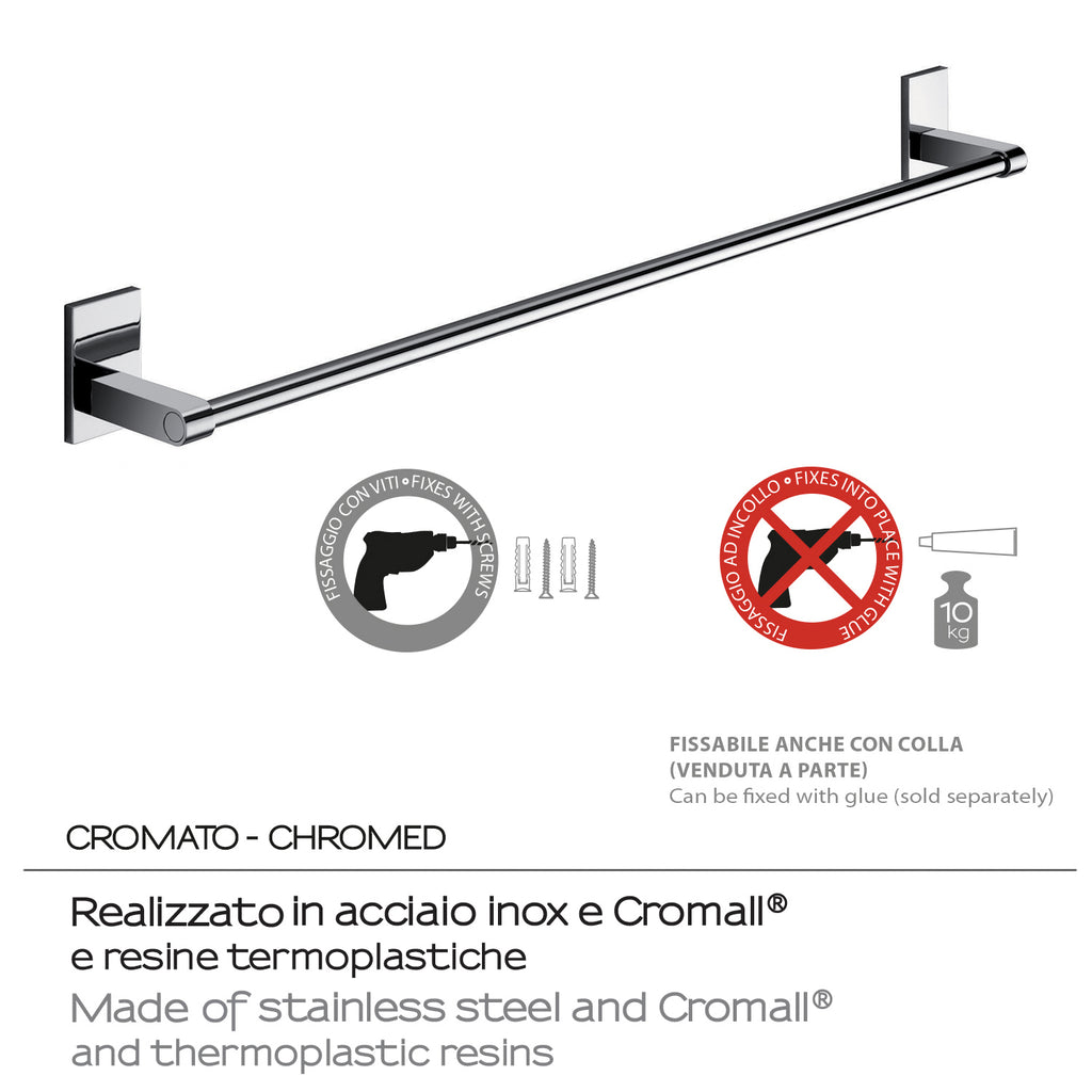 Gedy Portasalviette cm 60 Mod. Maine in acciaio inox e cromall fissaggio a incollo