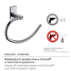 Portasalviette ad anello Gedy Maine in acciaio inox e cromall fissaggio a muro incollo