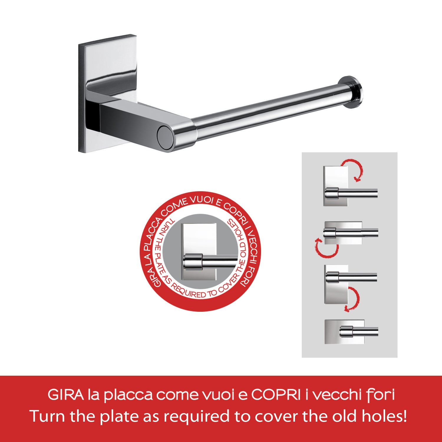 Gedy Portarotolo Maine in acciaio inox e cromall per installazione a incollo a muro