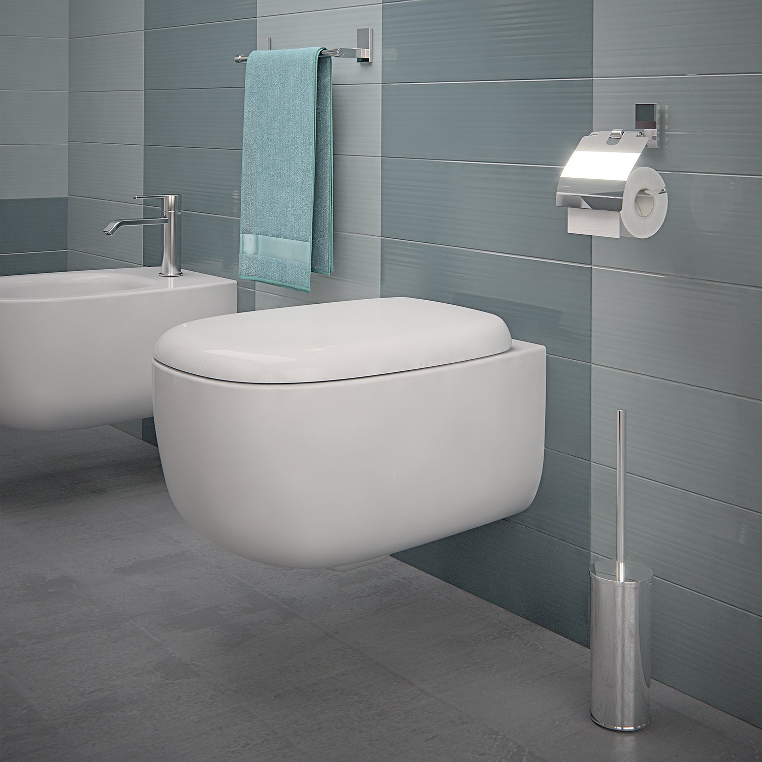 Gedy Portarotolo coperto Maine in acciaio inox e Cromall fissabile con colla