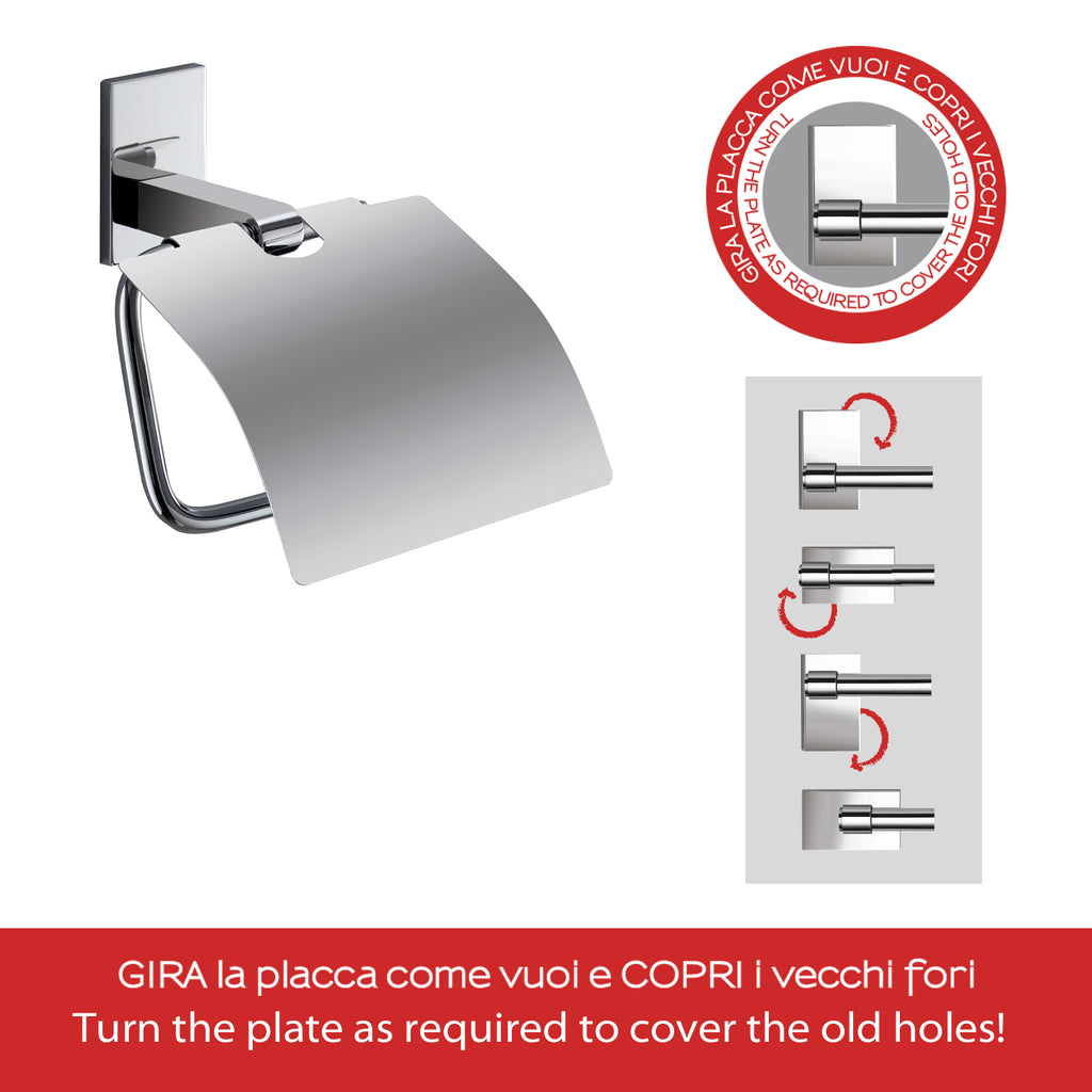 Gedy Portarotolo coperto Maine in acciaio inox e Cromall fissabile con colla
