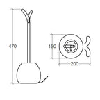 Portascopino 'PESSE' con scopino in acciaio inox lucido Lineabeta Balenghi a forma di lumaca stilizzata
