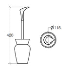 Portascopino 'CALA' con scopino in acciaio inox lucido Lineabeta Balenghi a forma di vaso con serpente