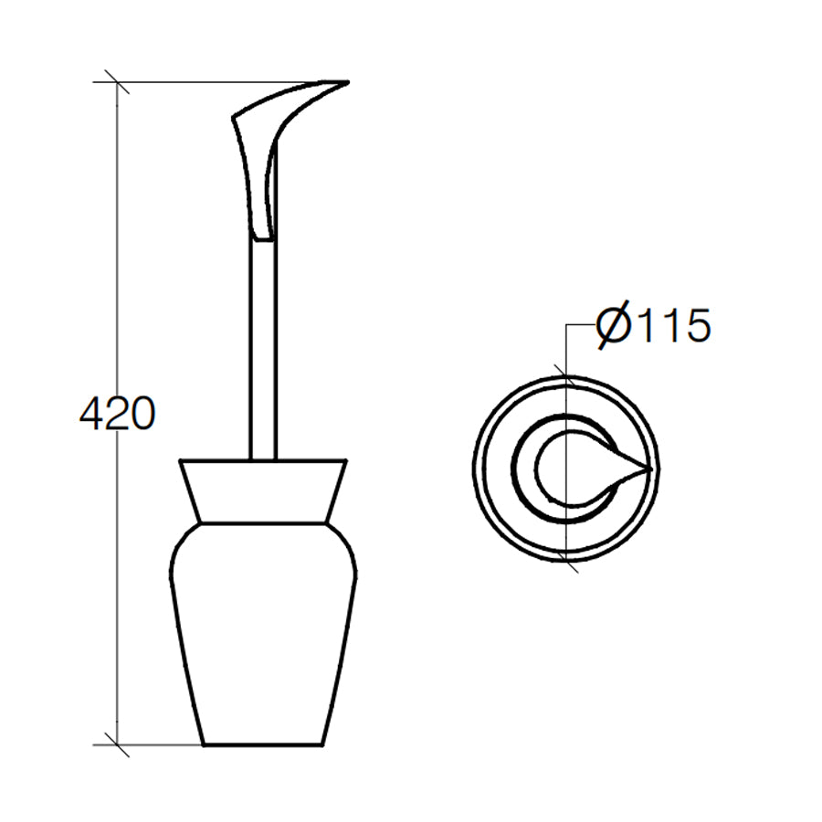 Portascopino 'CALA' con scopino in acciaio inox lucido Lineabeta Balenghi a forma di vaso con serpente