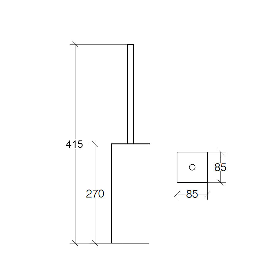 Portascopino da pavimento in acciaio inox nichel nero forma squadrata Lineabeta collezione Skoati