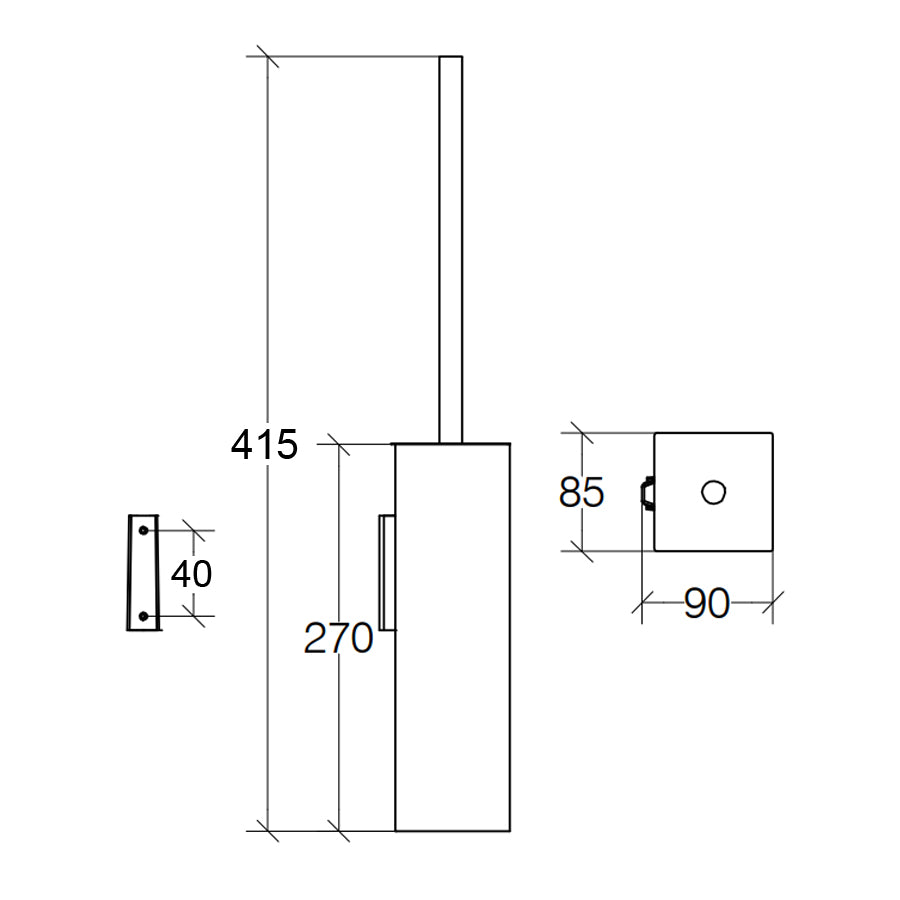 Portascopino a parete in acciaio inox lucido forma squadrata Lineabeta collezione Skoati