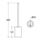 Portascopino in porcellana bianca con scopino con manico in ottone cromato Lineabeta Skoati