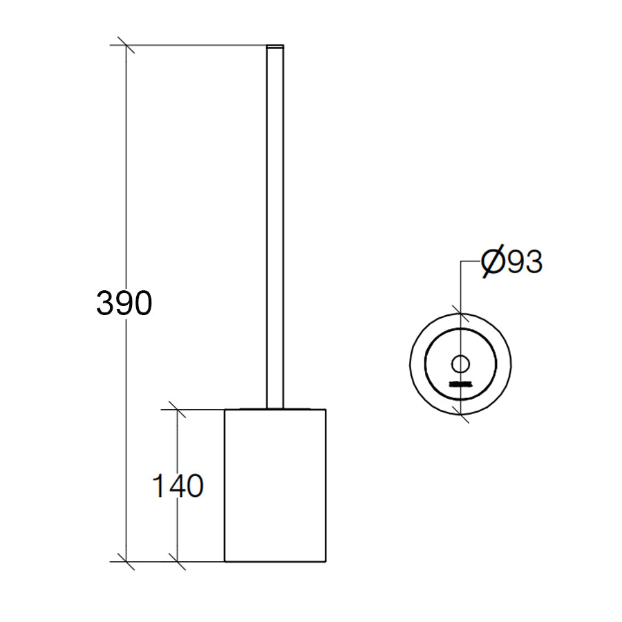 Portascopino in porcellana bianca con scopino con manico in ottone cromato Lineabeta Skoati