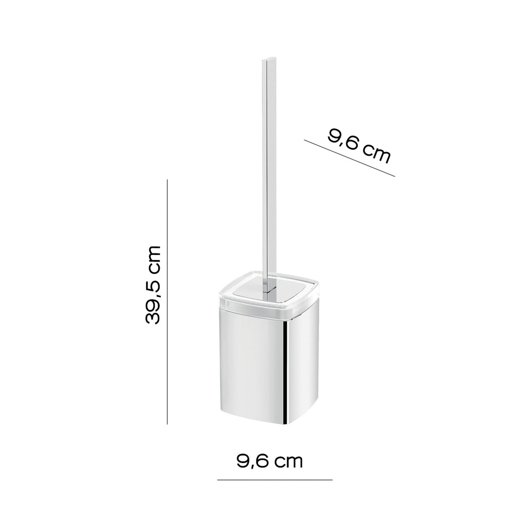 Portascopino WC da appoggio Gedy modello Elba con contenitore in vetro satinato - Cromato