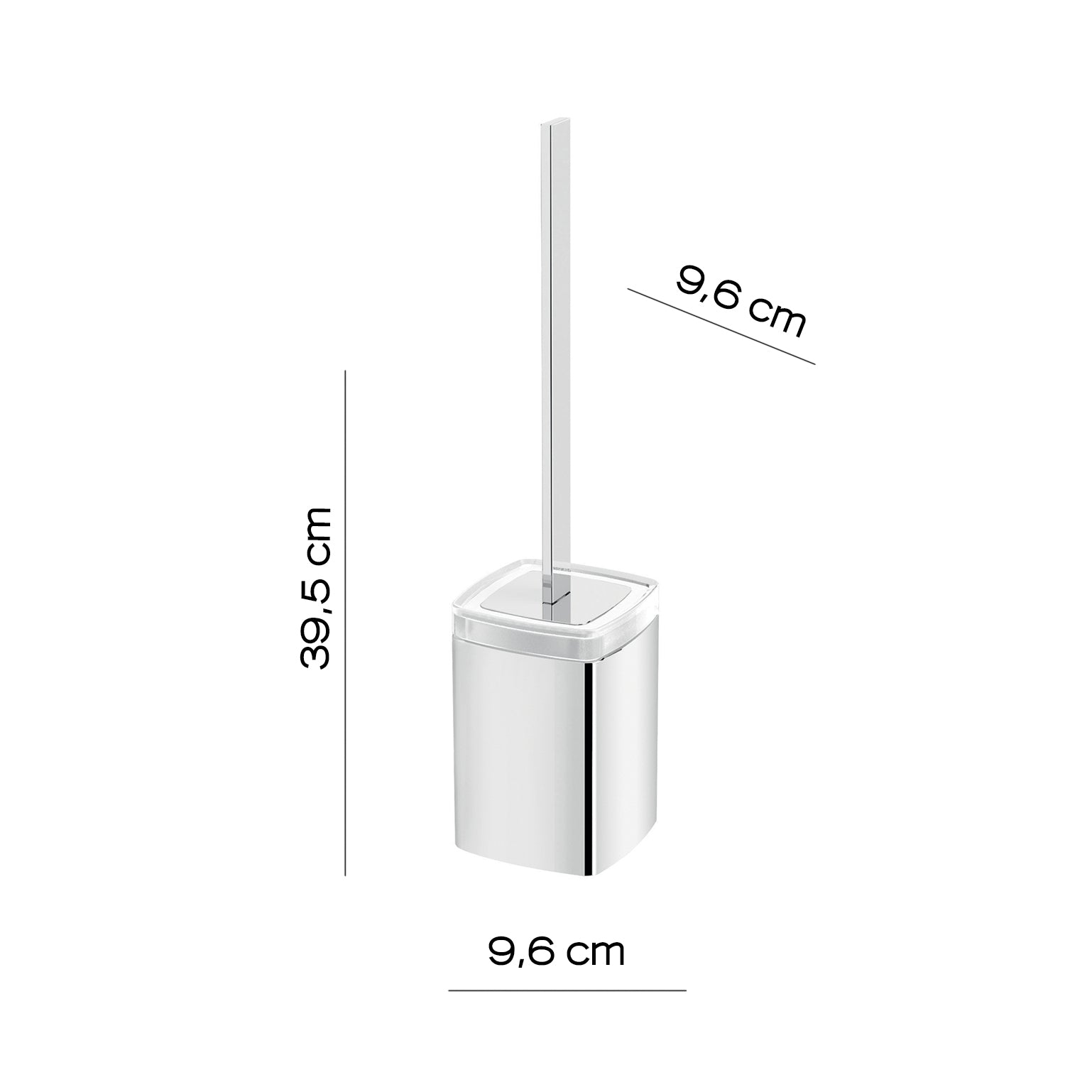Portascopino WC da appoggio Gedy modello Elba con contenitore in vetro satinato - Cromato