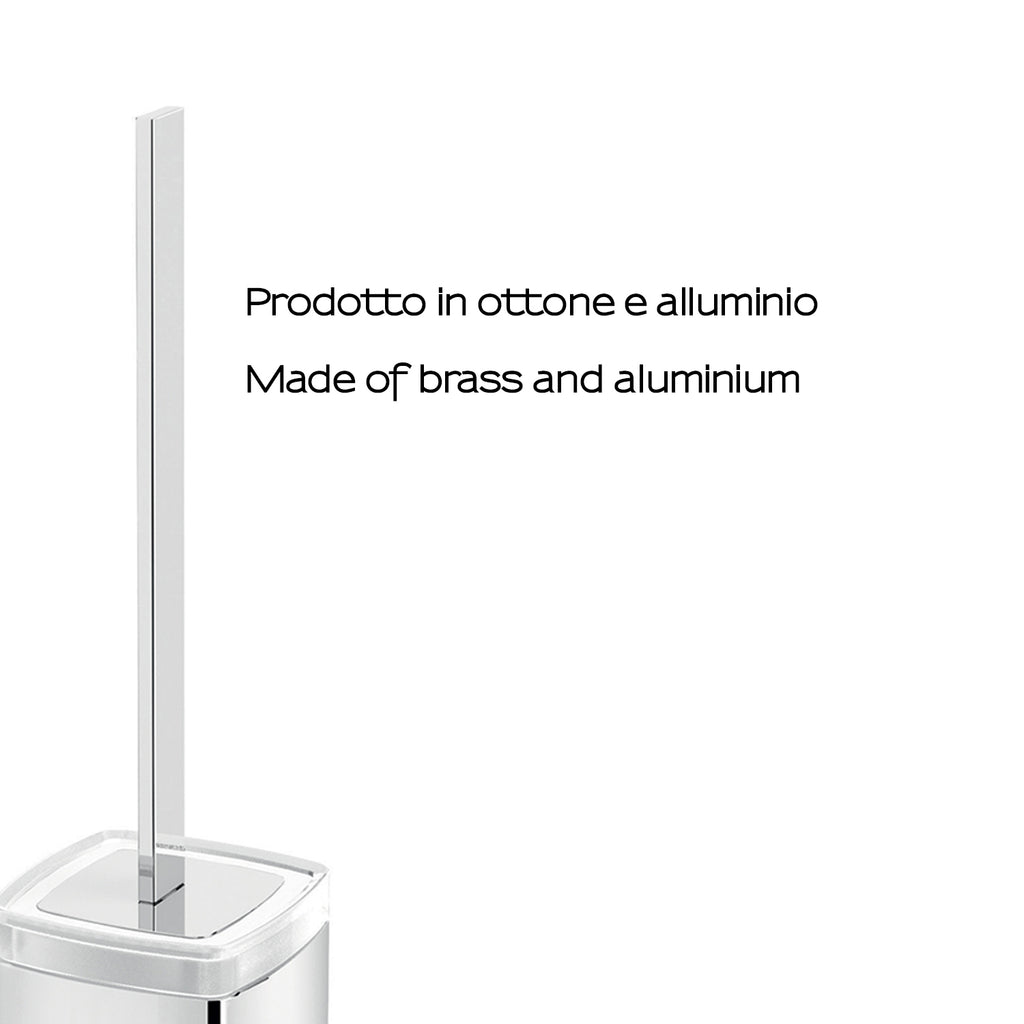 Portascopino WC da appoggio Gedy modello Elba con contenitore in vetro satinato - Cromato