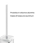 Portascopino WC da appoggio Gedy modello Elba con contenitore in vetro satinato - Cromato