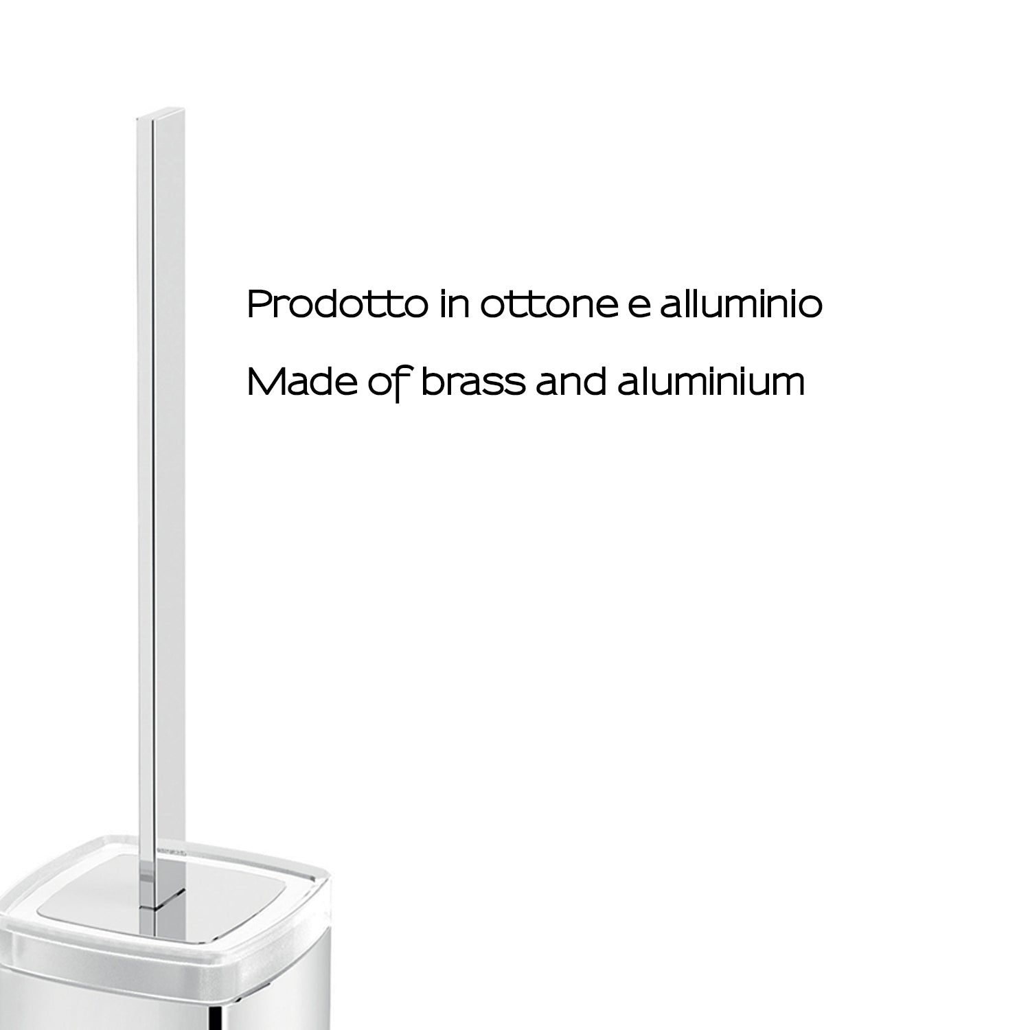 Portascopino WC da appoggio Gedy modello Elba con contenitore in vetro satinato - Cromato