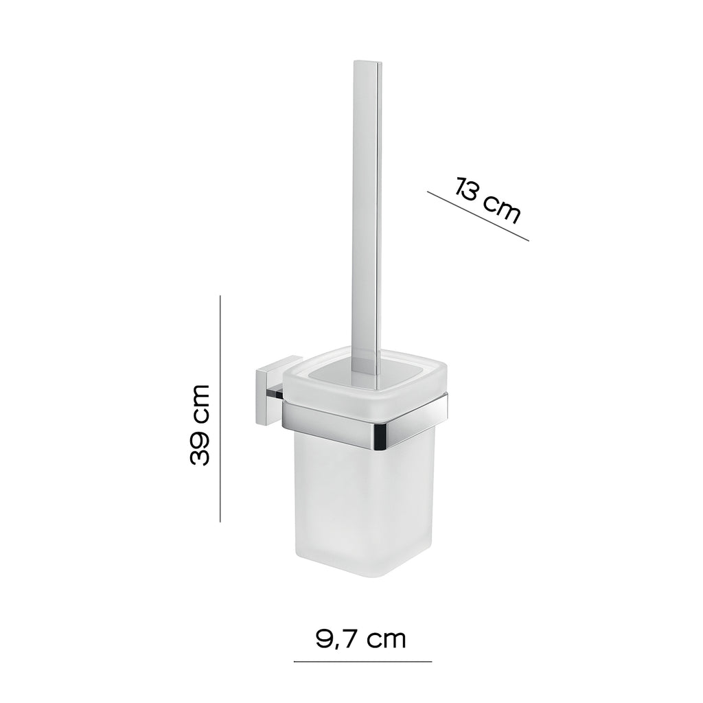 Portascopino WC a muro Gedy modello Elba con contenitore in vetro satinato - Cromato