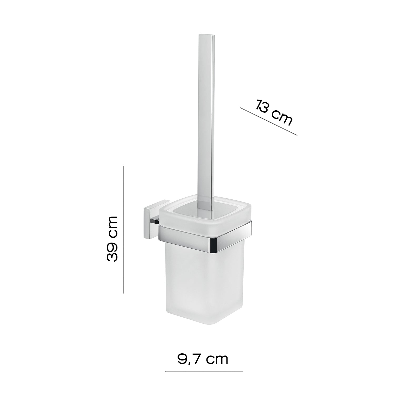 Portascopino WC a muro Gedy modello Elba con contenitore in vetro satinato - Cromato
