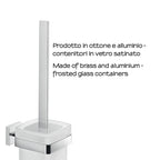 Portascopino WC a muro Gedy modello Elba con contenitore in vetro satinato - Cromato