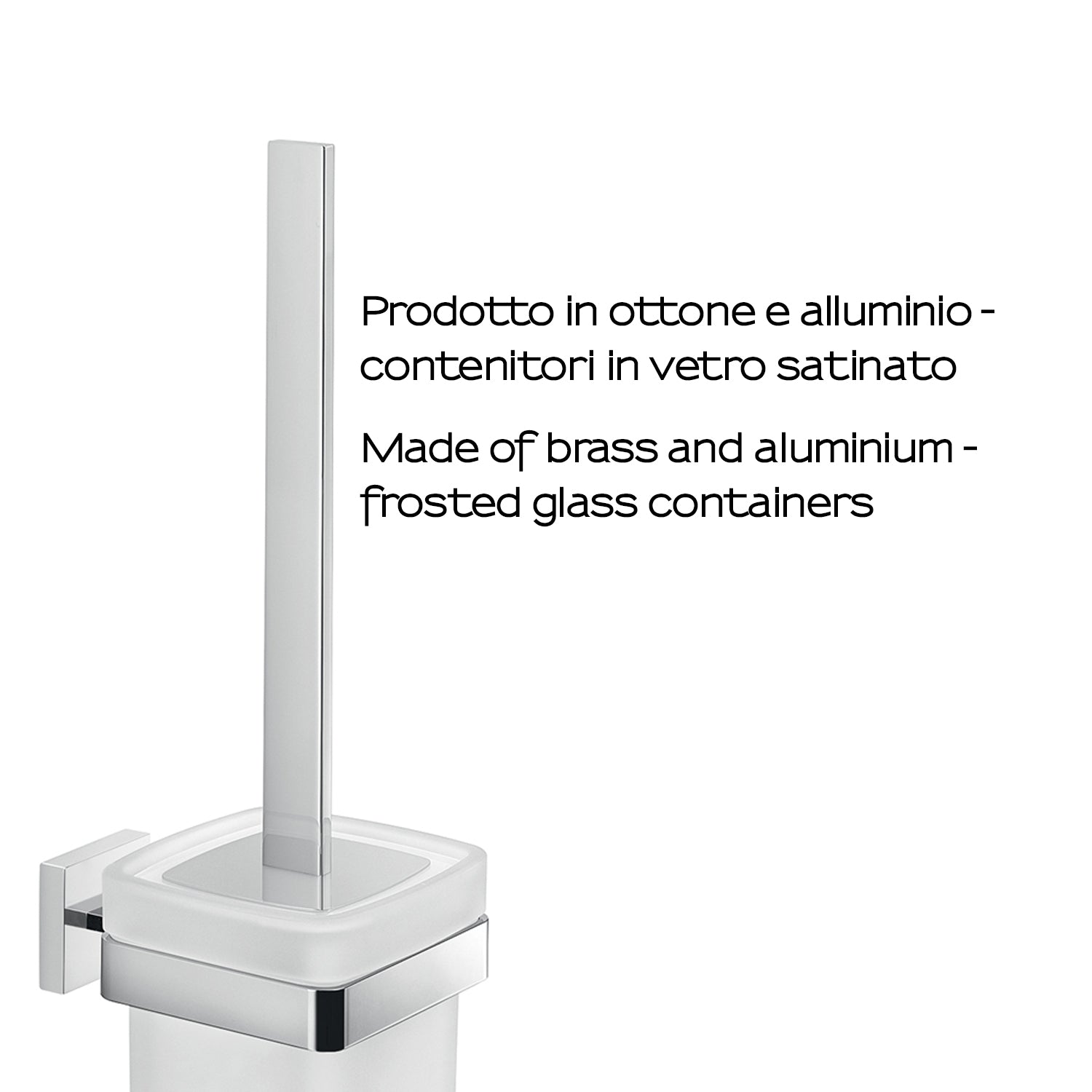 Portascopino WC a muro Gedy modello Elba con contenitore in vetro satinato - Cromato