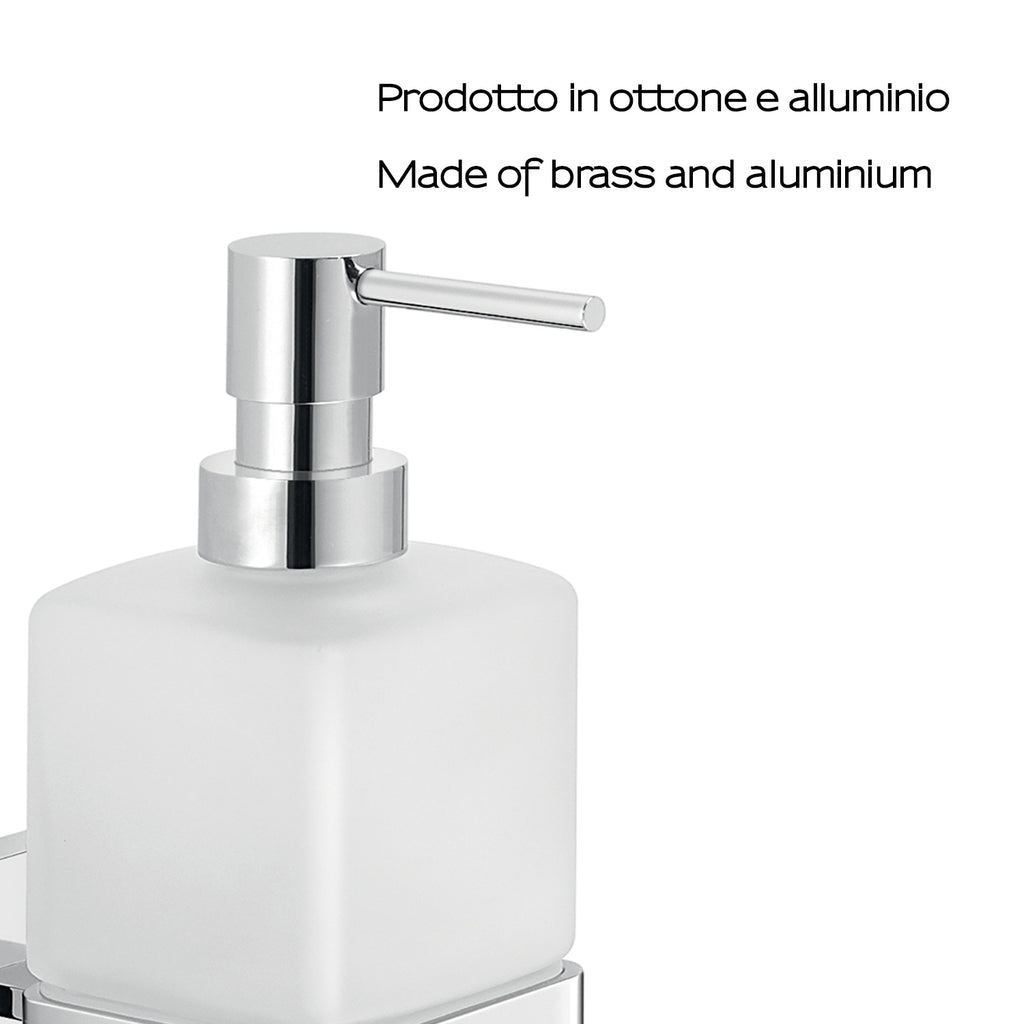 Dosasapone a muro Gedy modello Elba con contenitore in vetro satinato - Cromato