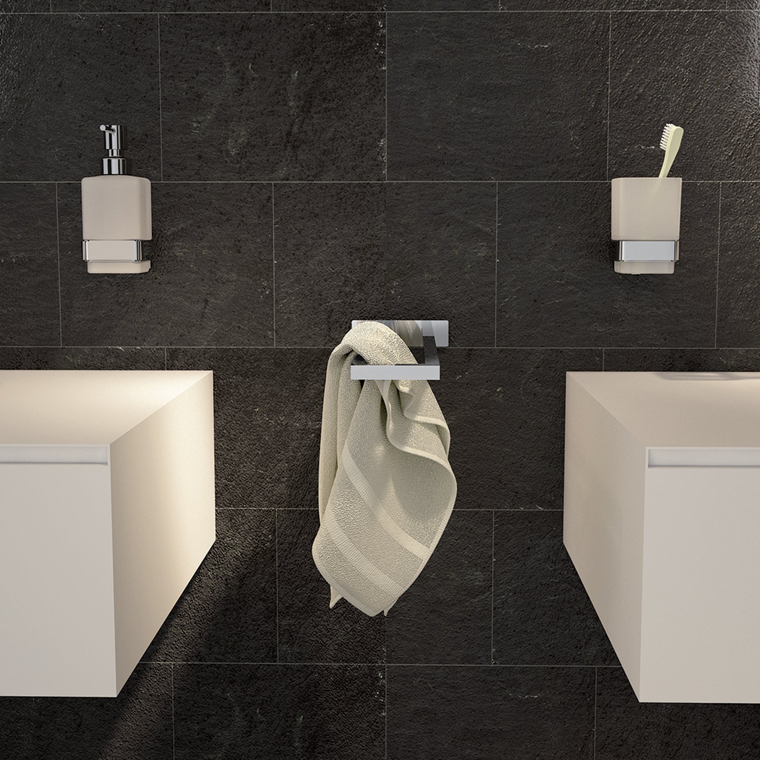 Portaspazzolini a muro Gedy modello Elba - Cromato