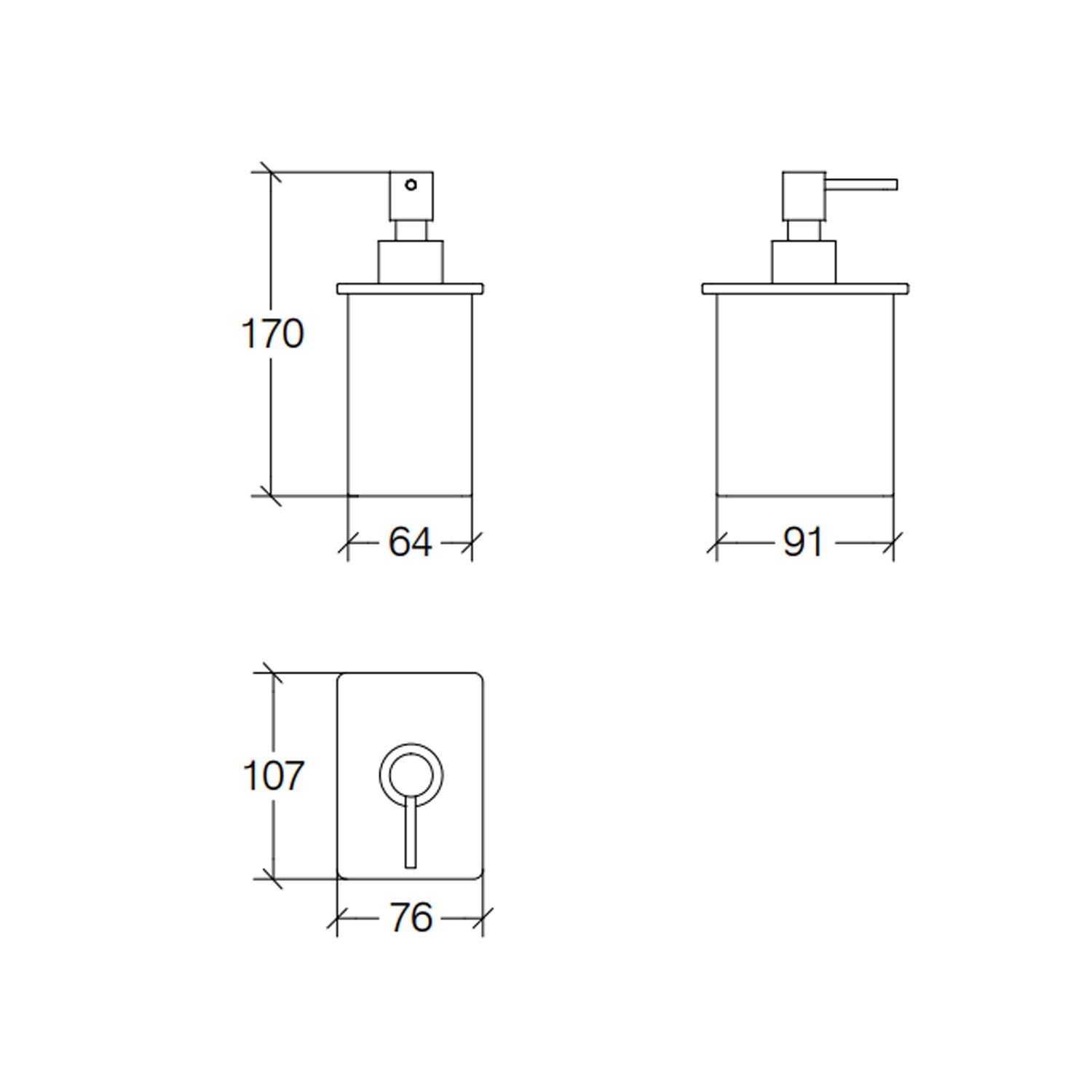 Dosasapone in porcellana bianca con dispenser cromato di Lineabeta - su apposite mensole a parete