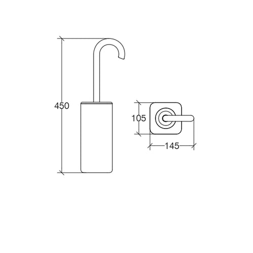 Portascopino da appoggio in ceramica bianca e manico in silicone nero collezione Skoati di Lineabeta