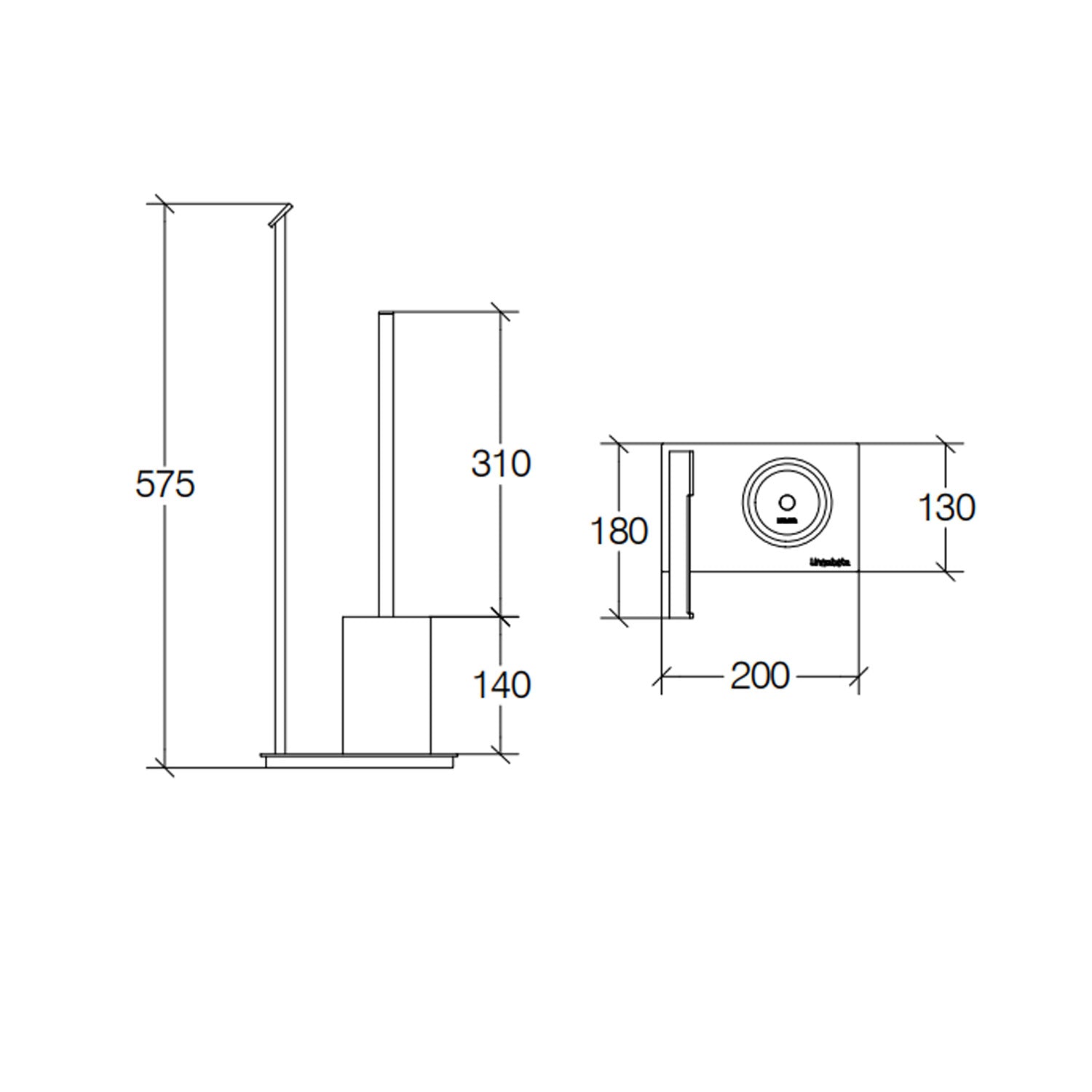 Piantana portarotolo e portascopino in porcellana e acciaio inox serie Ranpin di Lineabeta