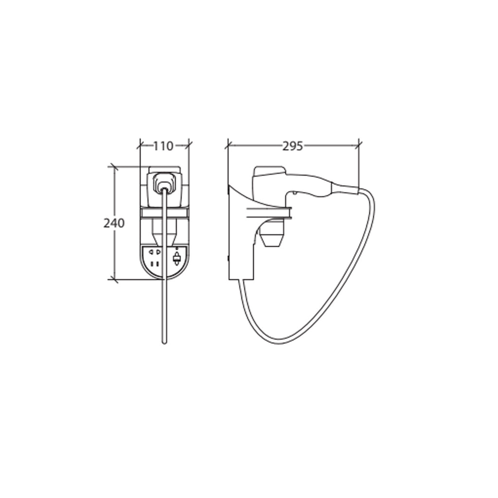 Asciugacapelli nero da fissare a parete di Lineabeta - 1600W