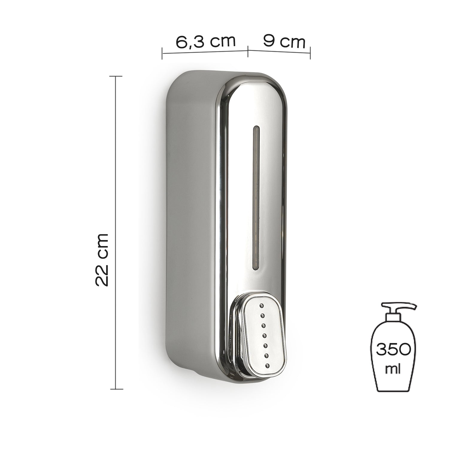 Distributore sapone/gel igienizzante di Gedy modello Mullet da 350 ml - Cromato