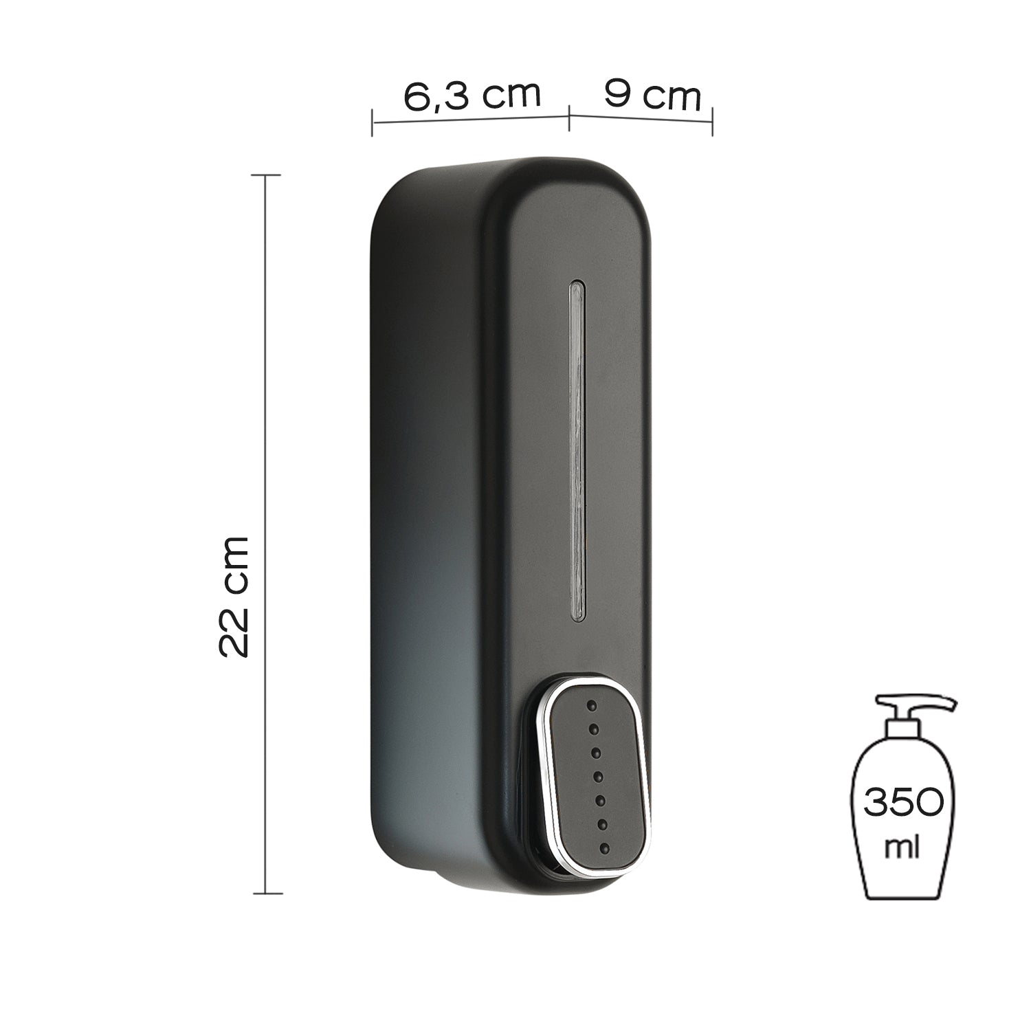 Distributore sapone/gel igienizzante di Gedy modello Mullet da 350 ml - Nero Matt